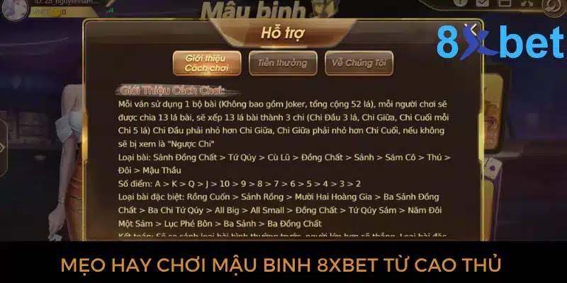 Mậu binh 8xbet: Sòng bài trực tuyến uy tín, thưởng lớn 4 Mẹo hay chơi mậu binh 8xbet từ cao thủ